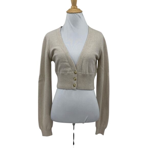 Loulou Studio Cardigan Womens M Medium Beige Batiki Cashmere Cropped Button Up - Picture 1 of 15